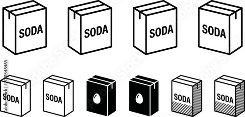 Foto Baking Soda Box Icon Set with Isometric Packaging Design Variations for Househol
