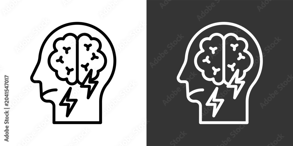 Fototapeta premium Depression Black And White Multiple Style Icon Set Collection Pack Vector Illustration 