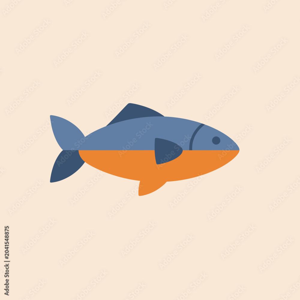 Fototapeta premium A simple flat vector illustration of a small blue orange fish