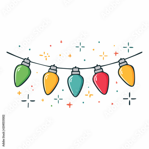 Colorful String Lights Garland with Sparkles