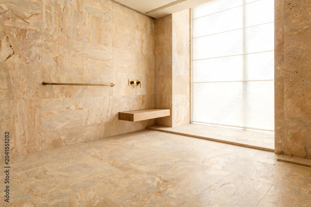 Fototapeta premium Modern bathroom shower creating minimalist interior design
