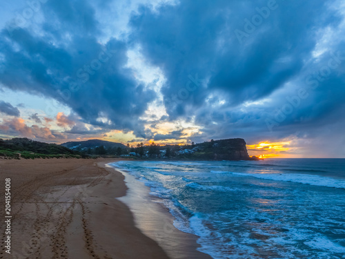 Sunrise Seascape with Rain Clouds