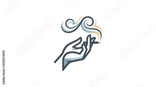 Obraz na płótnie Hand holding a cigarette with smoke rising.