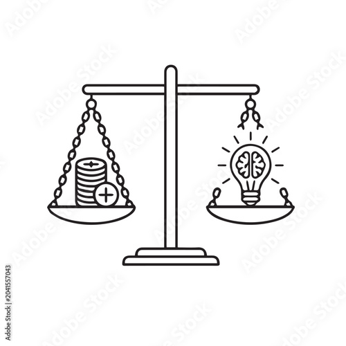 Weight Balance Scale Data Versus Innovation Testing Icon