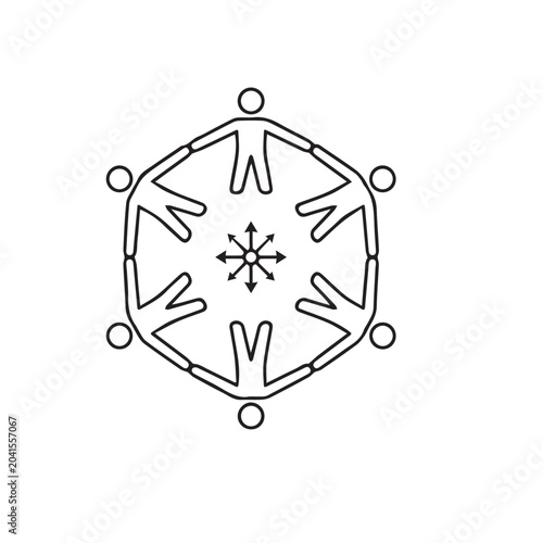 Hexagonal Team Community Network Circle Node Icon