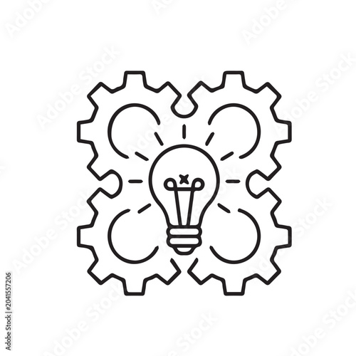 Synergy Connected Gears Light Bulb Idea Innovation Icon