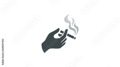 Schilderij op canvas Hand Holding a Smoking Cigarette with Smoke Wisps.