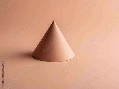 Minimalist 3D Peach Geometric Cone on Matching Monochrome Background