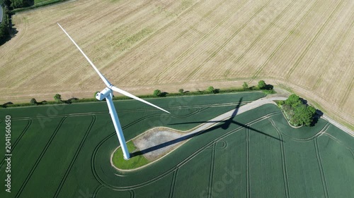 aerial view of Lissett Airfield wind farm. industrial wind turbines producing green clean renewable energy  in East Riding of Yorkshire