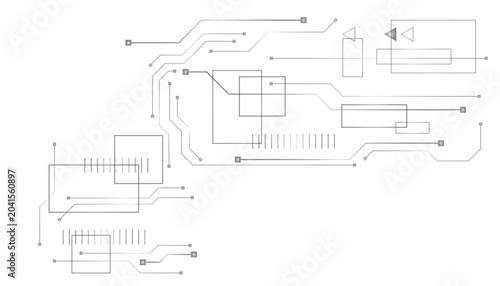 Obraz na płótnie Digital circuit lines and glowing dots creating an abstract technology backgroun