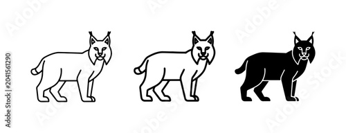 Canvas Print Lynx Icons, Wild Cat Vector Illustrations, Black and White Animal Graphics