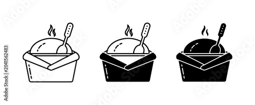Fotografia Hot Food Bowl Icons, Warm Meal Vector Graphics, Comfort Food Illustrations