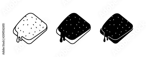 Melting Ice Cream Sandwich Icons, Sweet Treat Vector Graphics, Dessert Food Symbols