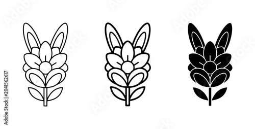 Floral Bunny Icons, Spring Flower Vector Art, Cute Rabbit Head Graphics