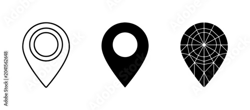 Location Pin Icons, Map Markers, Navigation Pointers, Vector Graphics