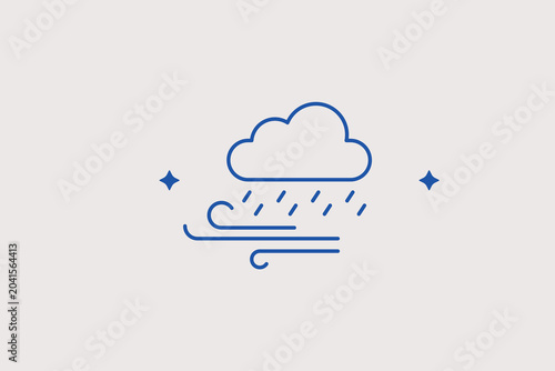 Tableau sur toile Wind rain line icon for autumn weather forecasts