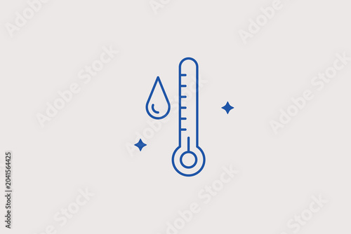 Tableau sur toile Thermometer drop line icon for humid weather metrics