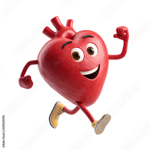 Healthy Heart Character Promoting Wellness on Transparent Background for Healthcare Campaigns and Medical Illustrations