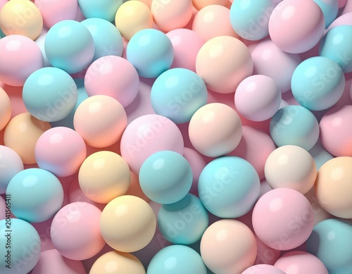 A Close-Up Macro Shot of Pastel Colored Gumballs.