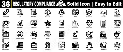 Tableau sur toile Regulatory compliance solid icons