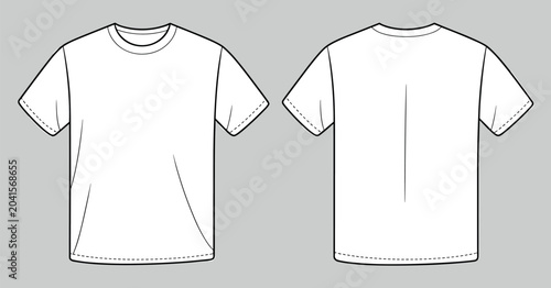 Foto Front and back view of a blank white crew neck t shirt technical fashion with sh