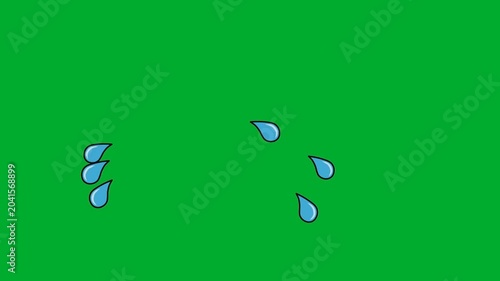 2d animated Tears water drops falling down dynamically on a clear background layout animation on green screen. Blue liquid sweat splashing or rain dripping overlay pattern abstract fx graphic