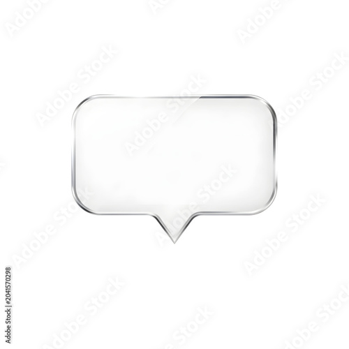 Empty clear glossy glass speech bubble isolated on transparent background realistic vector illustration.