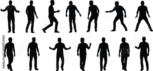 Fotografie Male silhouette collection showing various standing and gesturing poses for huma