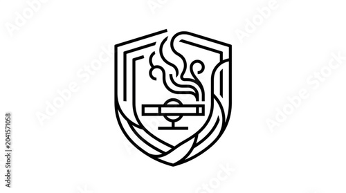 Tableau sur toile Shield with cigarette and smoke icon symbol.