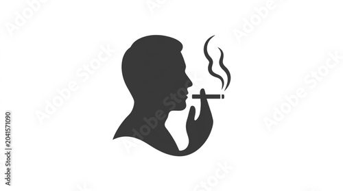 Foto Silhouette of a man smoking a cigarette with smoke rising.