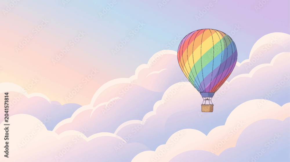 Obraz premium Colorful hot air balloon flying high.