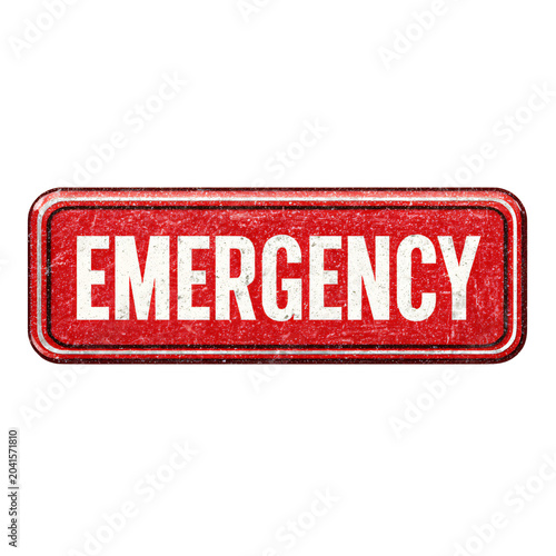 Red Emergency Text Stamp on Transparent Background - Professional High-Quality Image for Graphic Designers
