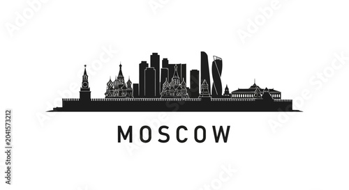 Moscow skyline silhouette illustration, city architecture art