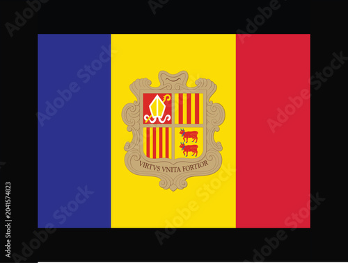 Andorra national flag with coat of arms