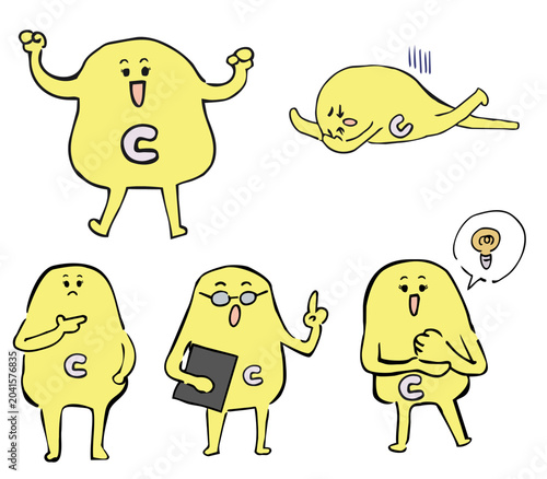 Bild auf Leinwand 色々なシチュエーションのビタミンCのキャラクター　挿絵　カットイラスト　セット