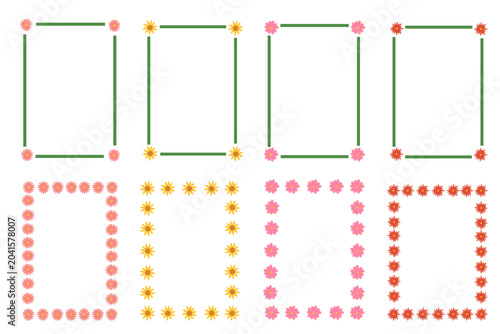 Flowers summer rames set. Borders for social media banner, poster, placard, card or party invitation.
