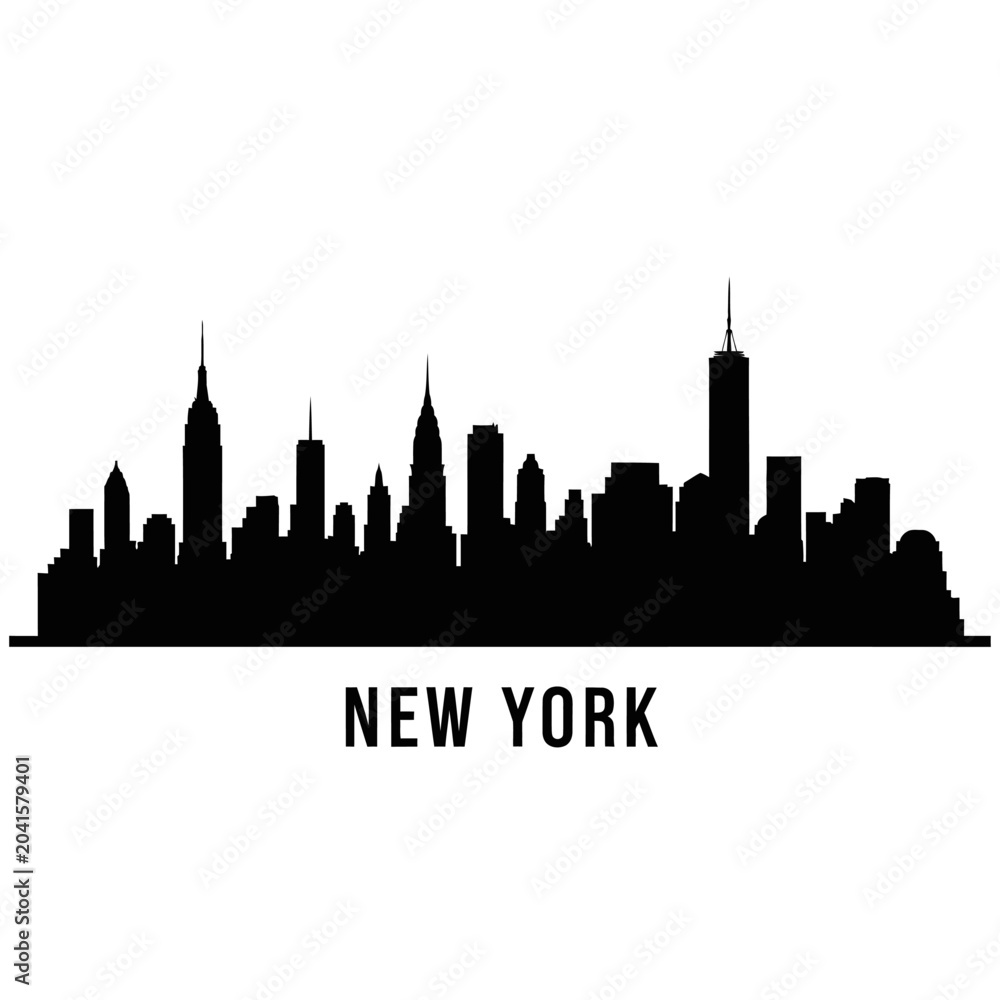 Obraz premium New York City Skyline Silhouette - Black and White Vector Illustration