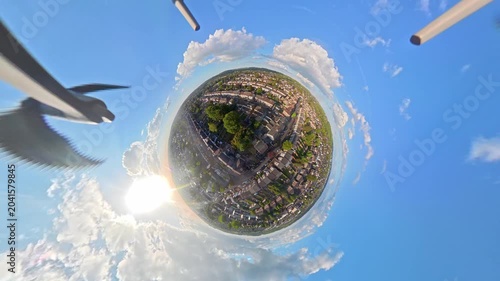 Aerial Footage of Luton City Before Sunset Time After Clear Sunny Day. Urban Drone Flight Above Urban City Streets of British City and Town of England. Drone Mounted Ultra Wide Angle Camera Footage