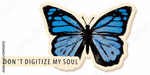 Photos split butterfly vector illustration blue black halftone
