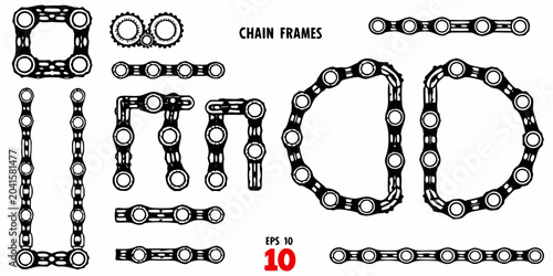 Tableau sur toile chain frames black and white technical drawing
