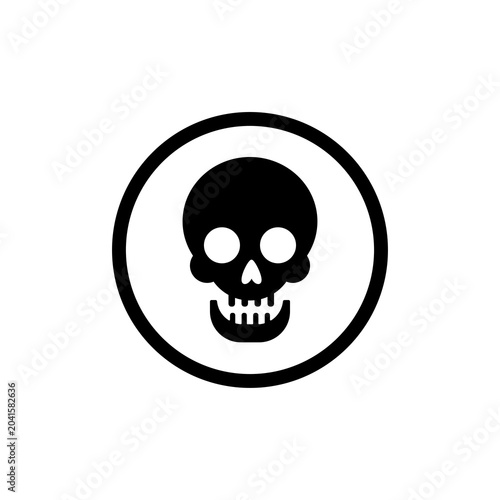 Foto Round sign featuring a human skull emblem for biological lethality warning
