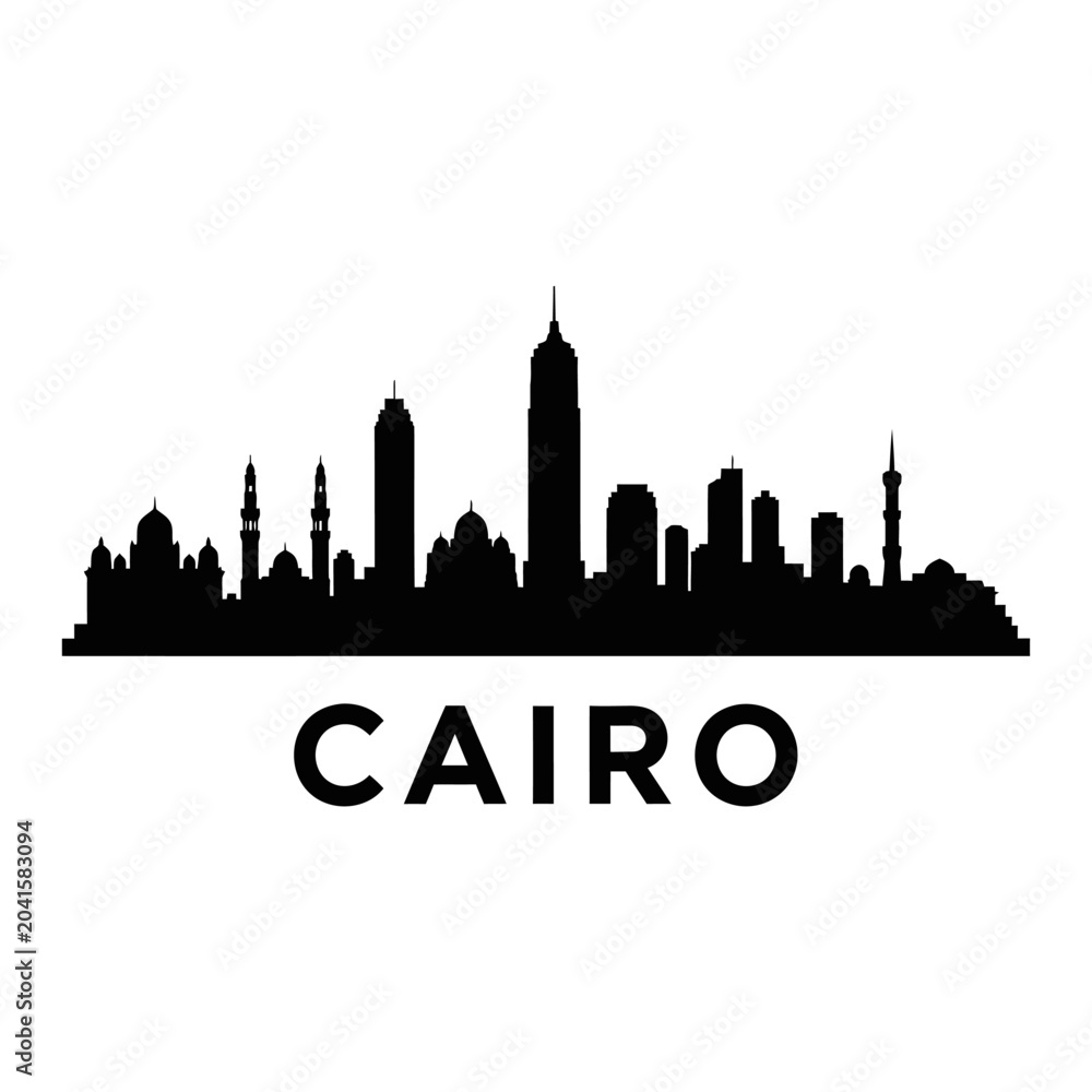 Fototapeta premium Cairo Silhouette Skyline Black & White Cityscape