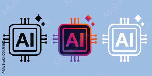 AI processor icon symbol collection