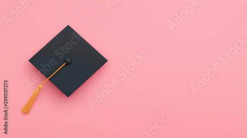 Graduation Cap Flat Lay Background with Large Copy Space