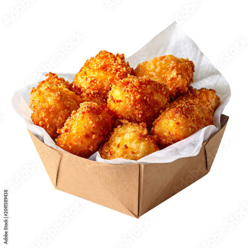Foto Delicious Fried Chicken Nuggets in Paper Cups on Transparent Background