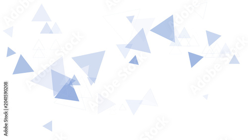 Light blue transparent triangles float over a bright white field, forming a soft confetti-like abstract pattern suited for modern website and flyer layouts.