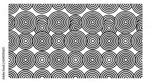 Obraz na płótnie Concentric Circles Pattern, Black and White Geometric Background, Retro Op Art D