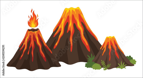 Canvas Print volcanoes erupting vector illustration volcano eruption lava fire mountain lands