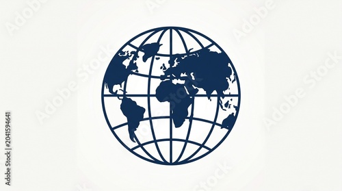 Global network connection on digital world map with grid lines and continents outline