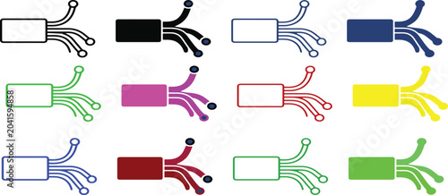 Electrical cable icon set. exposed wires and connection ends. power and wiring concept. vector illustration. new